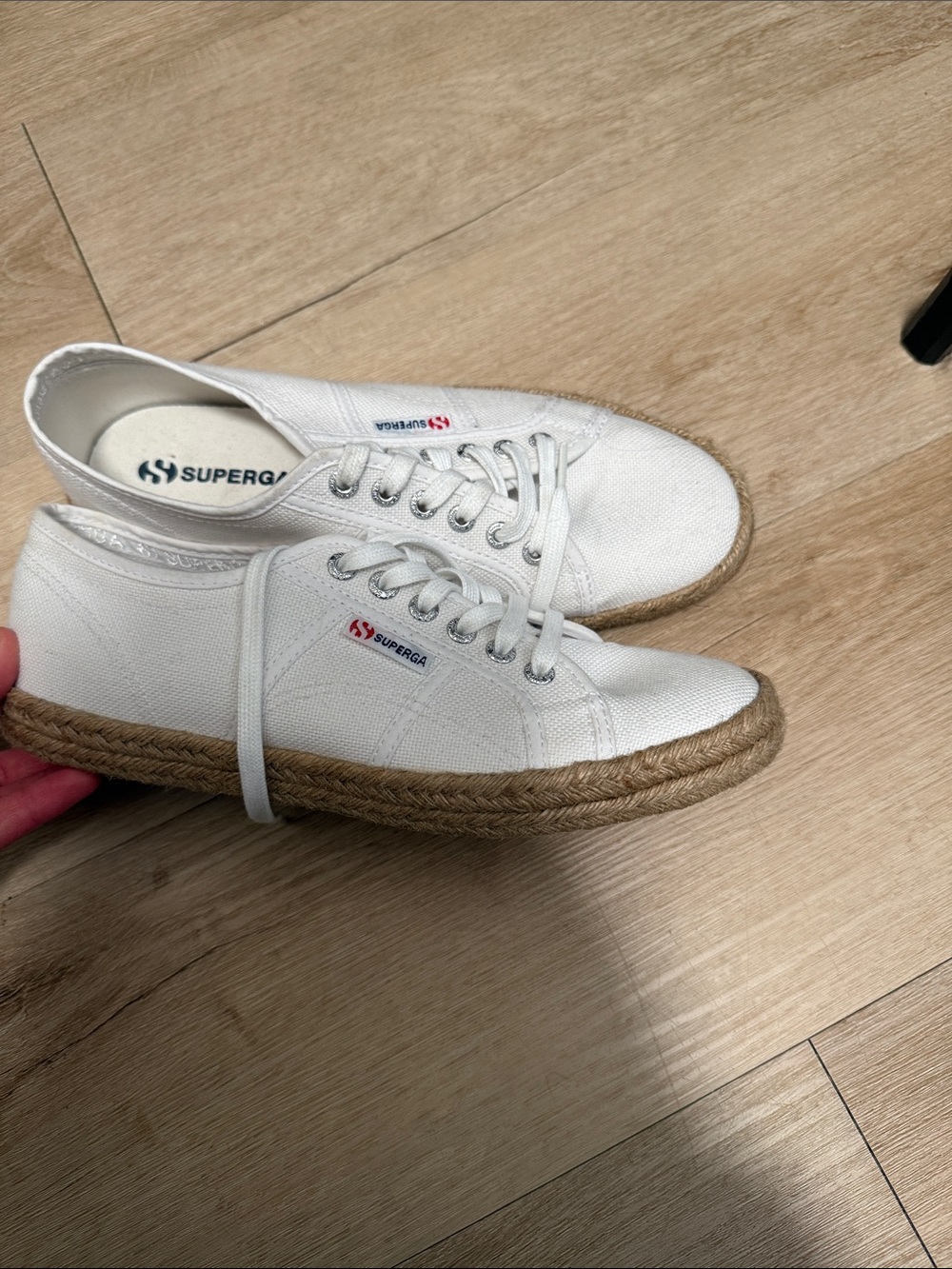 Superga White Canvas Espadrille Lace-Up Sneakers